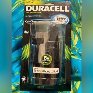 BRAND NEW Duracell 2q Amp ⚡️ Fast Car Charger iPhone iPod iPad ⚡️30 Pin⚡️